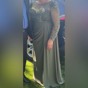 Elegant Olive Green Evening Dress